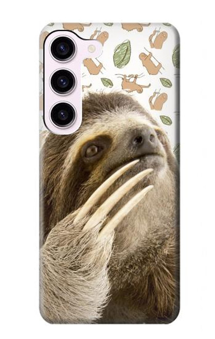 S3559 ナマケモノ Sloth Pattern Samsung Galaxy S23 バックケース、フリップケース・カバー