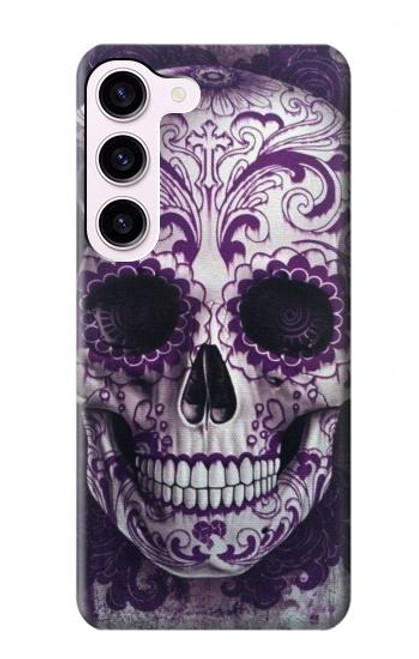 S3582 紫の頭蓋骨 Purple Sugar Skull Samsung Galaxy S23 バックケース、フリップケース・カバー