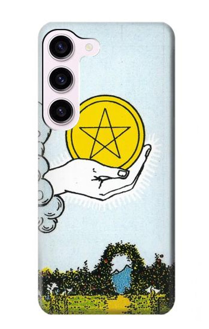 S3722 タロットカードペンタクルコインのエース Tarot Card Ace of Pentacles Coins Samsung Galaxy S23 バックケース、フリップケース・カバー