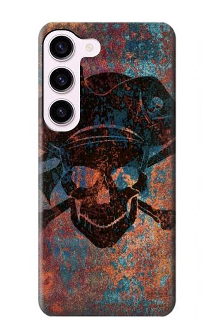 S3895 海賊スカルメタル Pirate Skull Metal Samsung Galaxy S23 バックケース、フリップケース・カバー