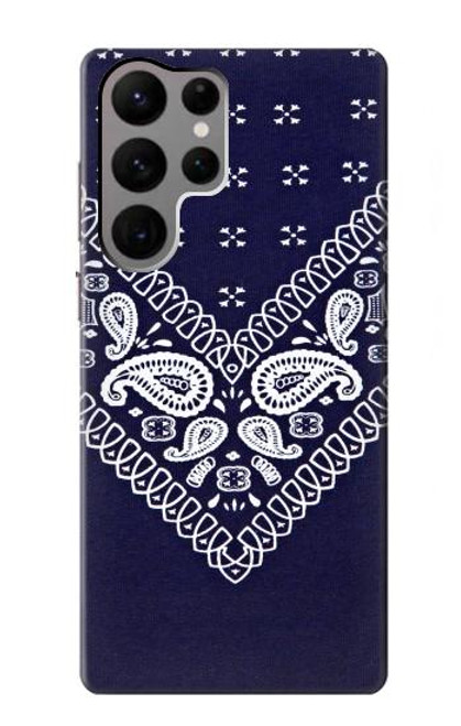 S3357 ネイビーブルーバンダナパターン Navy Blue Bandana Pattern Samsung Galaxy S23 Ultra バックケース、フリップケース・カバー