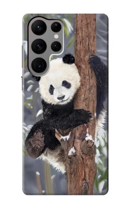 S3793 かわいい赤ちゃん雪パンダのペイント Cute Baby Panda Snow Painting Samsung Galaxy S23 Ultra バックケース、フリップケース・カバー