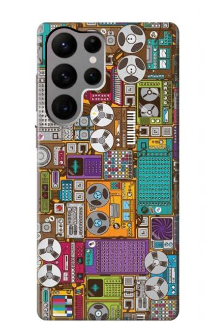 S3879 レトロな音楽の落書き Retro Music Doodle Samsung Galaxy S23 Ultra バックケース、フリップケース・カバー