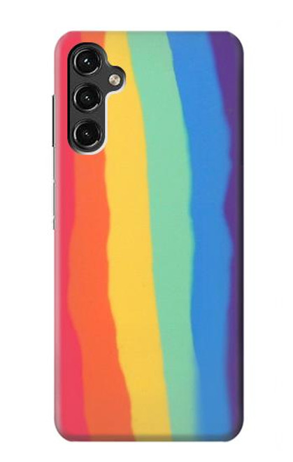 S3799 かわいい縦水彩レインボー Cute Vertical Watercolor Rainbow Samsung Galaxy A14 5G バックケース、フリップケース・カバー