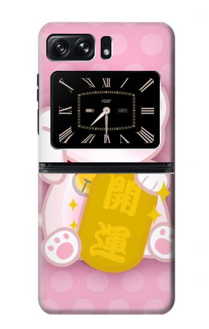 S3025 招き猫 Pink Maneki Neko Lucky Cat Motorola Moto Razr 2022 バックケース、フリップケース・カバー