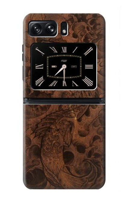 S3405 魚のタトゥーグラフィックプリント Fish Tattoo Leather Graphic Print Motorola Moto Razr 2022 バックケース、フリップケース・カバー