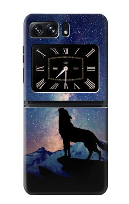 S3555 狼 Wolf Howling Million Star Motorola Moto Razr 2022 バックケース、フリップケース・カバー