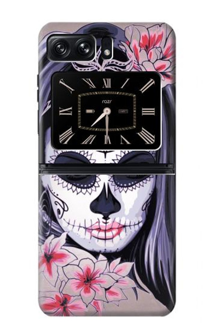 S3821 シュガースカルスチームパンクガールゴシック Sugar Skull Steam Punk Girl Gothic Motorola Moto Razr 2022 バックケース、フリップケース・カバー