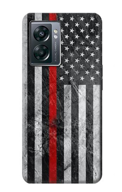 S3687 消防士細い赤い線アメリカの国旗 Firefighter Thin Red Line American Flag OnePlus Nord N300 バックケース、フリップケース・カバー