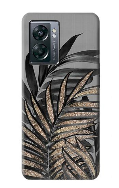 S3692 灰色の黒いヤシの葉 Gray Black Palm Leaves OnePlus Nord N300 バックケース、フリップケース・カバー