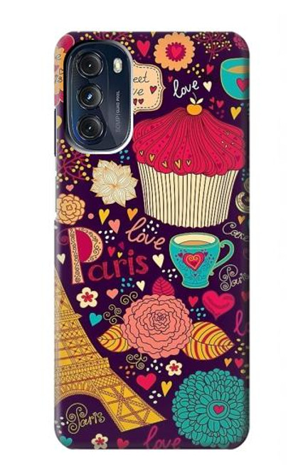 S2353 パリ漫画ヴィンテージのパターン Paris Cartoon Vintage Pattern Motorola Moto G 5G (2023) バックケース、フリップケース・カバー