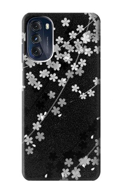 S2544 黒花柄の着物 Japanese Kimono Style Black Flower Pattern Motorola Moto G 5G (2023) バックケース、フリップケース・カバー