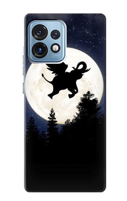 S3323 飛び象満月の夜 Flying Elephant Full Moon Night Motorola Edge+ (2023), X40, X40 Pro, Edge 40 Pro バックケース、フリップケース・カバー