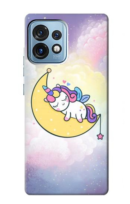 S3485 かわいい眠りユニコーン Cute Unicorn Sleep Motorola Edge+ (2023), X40, X40 Pro, Edge 40 Pro バックケース、フリップケース・カバー