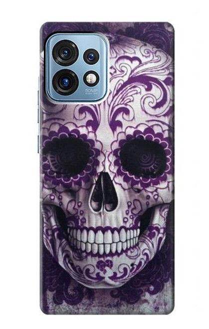 S3582 紫の頭蓋骨 Purple Sugar Skull Motorola Edge+ (2023), X40, X40 Pro, Edge 40 Pro バックケース、フリップケース・カバー