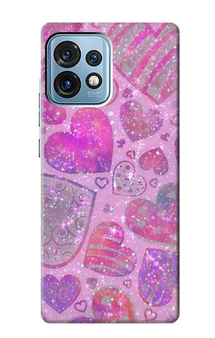 S3710 ピンクのラブハート Pink Love Heart Motorola Edge+ (2023), X40, X40 Pro, Edge 40 Pro バックケース、フリップケース・カバー