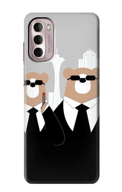 S3557 黒いスーツのクマ Bear in Black Suit Motorola Moto G Stylus 4G (2022) バックケース、フリップケース・カバー