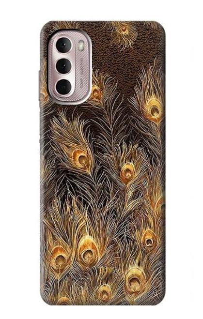 S3691 ゴールドピーコックフェザー Gold Peacock Feather Motorola Moto G Stylus 4G (2022) バックケース、フリップケース・カバー