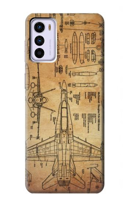 S3868 航空機の設計図の古い紙 Aircraft Blueprint Old Paper Motorola Moto G42 バックケース、フリップケース・カバー