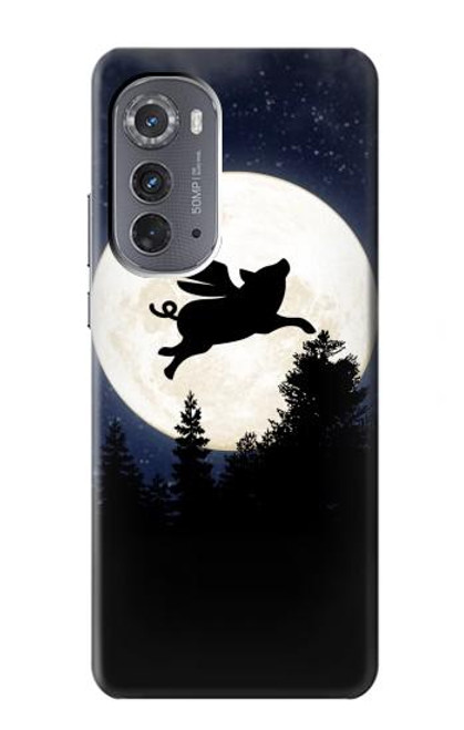 S3289 飛豚 満月 Flying Pig Full Moon Night Motorola Edge (2022) バックケース、フリップケース・カバー