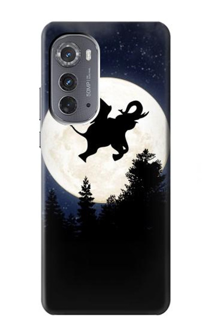 S3323 飛び象満月の夜 Flying Elephant Full Moon Night Motorola Edge (2022) バックケース、フリップケース・カバー