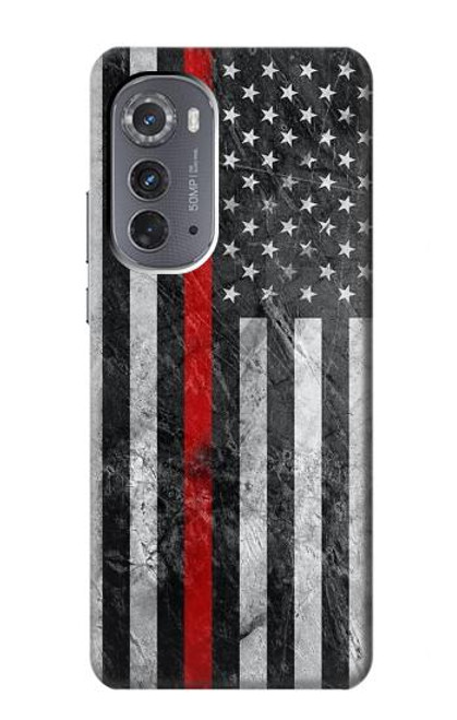 S3687 消防士細い赤い線アメリカの国旗 Firefighter Thin Red Line American Flag Motorola Edge (2022) バックケース、フリップケース・カバー