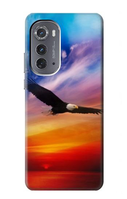 S3841 白頭ワシ カラフルな空 Bald Eagle Flying Colorful Sky Motorola Edge (2022) バックケース、フリップケース・カバー