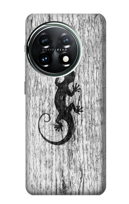 S2446 木材のヤモリ グラフィックプリント Gecko Wood Graphic Printed OnePlus 11 バックケース、フリップケース・カバー
