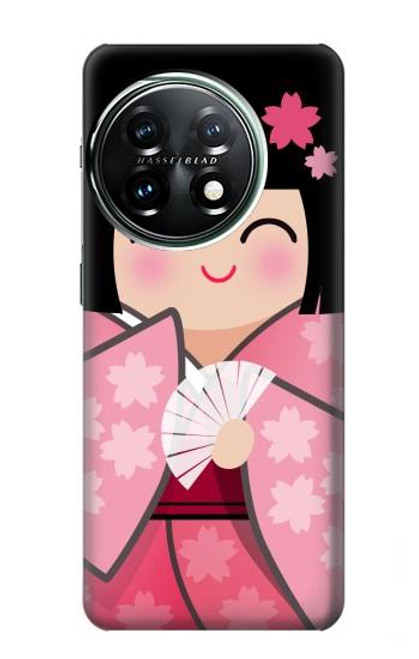 S3042 雛人形 着物桜 Japan Girl Hina Doll Kimono Sakura OnePlus 11 バックケース、フリップケース・カバー