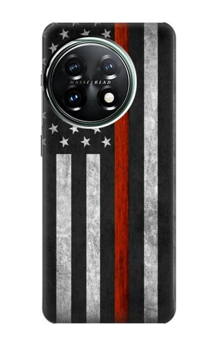 S3472 消防士細い赤線旗 Firefighter Thin Red Line Flag OnePlus 11 バックケース、フリップケース・カバー