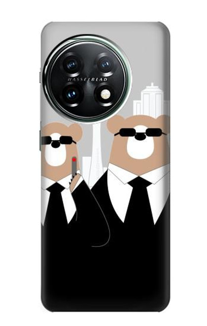 S3557 黒いスーツのクマ Bear in Black Suit OnePlus 11 バックケース、フリップケース・カバー