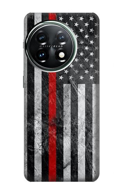 S3687 消防士細い赤い線アメリカの国旗 Firefighter Thin Red Line American Flag OnePlus 11 バックケース、フリップケース・カバー