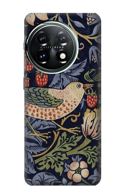 S3791 ウィリアムモリスストロベリーシーフ生地 William Morris Strawberry Thief Fabric OnePlus 11 バックケース、フリップケース・カバー