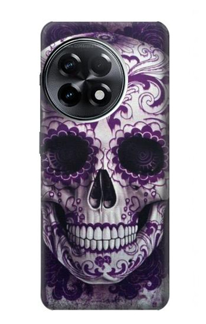 S3582 紫の頭蓋骨 Purple Sugar Skull OnePlus 11R バックケース、フリップケース・カバー