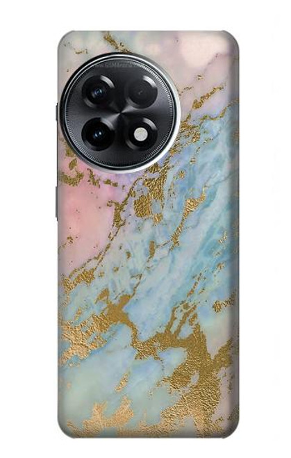 S3717 ローズゴールドブルーパステル大理石グラフィックプリント Rose Gold Blue Pastel Marble Graphic Printed OnePlus 11R バックケース、フリップケース・カバー