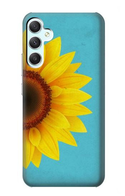 S3039 ひまわり Vintage Sunflower Blue Samsung Galaxy A34 5G バックケース、フリップケース・カバー