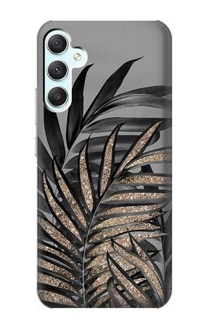 S3692 灰色の黒いヤシの葉 Gray Black Palm Leaves Samsung Galaxy A34 5G バックケース、フリップケース・カバー