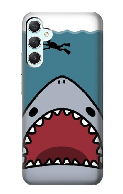 S3825 漫画のサメの海のダイビング Cartoon Shark Sea Diving Samsung Galaxy A34 5G バックケース、フリップケース・カバー
