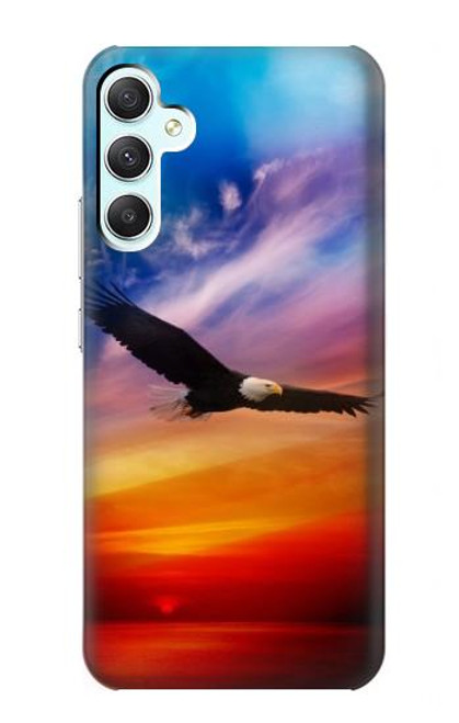 S3841 白頭ワシ カラフルな空 Bald Eagle Flying Colorful Sky Samsung Galaxy A34 5G バックケース、フリップケース・カバー