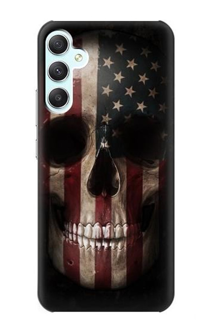 S3850 アメリカの国旗の頭蓋骨 American Flag Skull Samsung Galaxy A34 5G バックケース、フリップケース・カバー