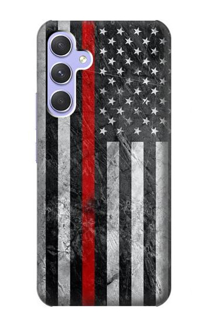 S3687 消防士細い赤い線アメリカの国旗 Firefighter Thin Red Line American Flag Samsung Galaxy A54 5G バックケース、フリップケース・カバー