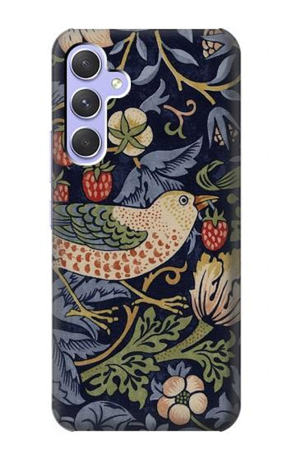 S3791 ウィリアムモリスストロベリーシーフ生地 William Morris Strawberry Thief Fabric Samsung Galaxy A54 5G バックケース、フリップケース・カバー