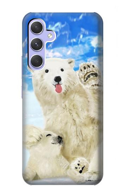 S3794 北極シロクマはシールに恋するペイント Arctic Polar Bear and Seal Paint Samsung Galaxy A54 5G バックケース、フリップケース・カバー
