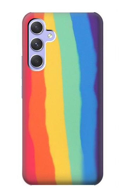 S3799 かわいい縦水彩レインボー Cute Vertical Watercolor Rainbow Samsung Galaxy A54 5G バックケース、フリップケース・カバー