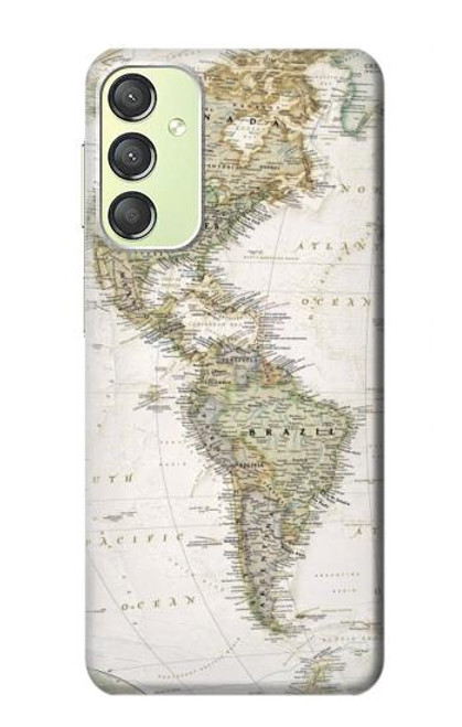 S0604 世界地図 World Map Samsung Galaxy A24 4G バックケース、フリップケース・カバー