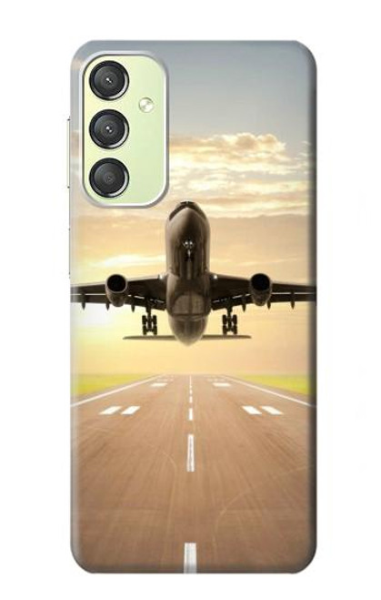 S3837 飛行機離陸日の出 Airplane Take off Sunrise Samsung Galaxy A24 4G バックケース、フリップケース・カバー