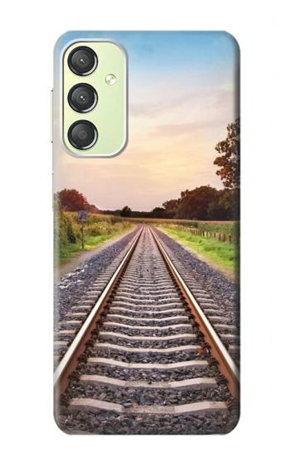 S3866 鉄道直線線路 Railway Straight Train Track Samsung Galaxy A24 4G バックケース、フリップケース・カバー