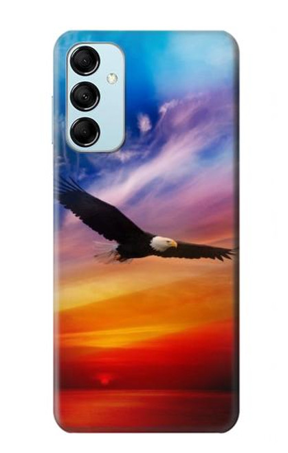 S3841 白頭ワシ カラフルな空 Bald Eagle Flying Colorful Sky Samsung Galaxy M14 バックケース、フリップケース・カバー
