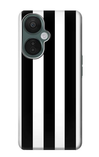 S2297 黒と白の縦縞 Black and White Vertical Stripes OnePlus Nord CE 3 Lite, Nord N30 5G バックケース、フリップケース・カバー