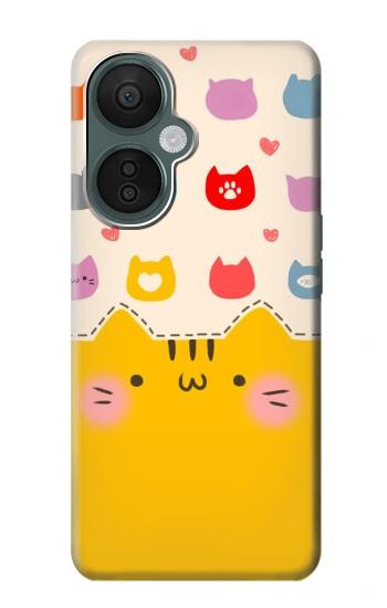 S2442 可愛い猫 漫画 Cute Cat Cartoon Funny OnePlus Nord CE 3 Lite, Nord N30 5G バックケース、フリップケース・カバー